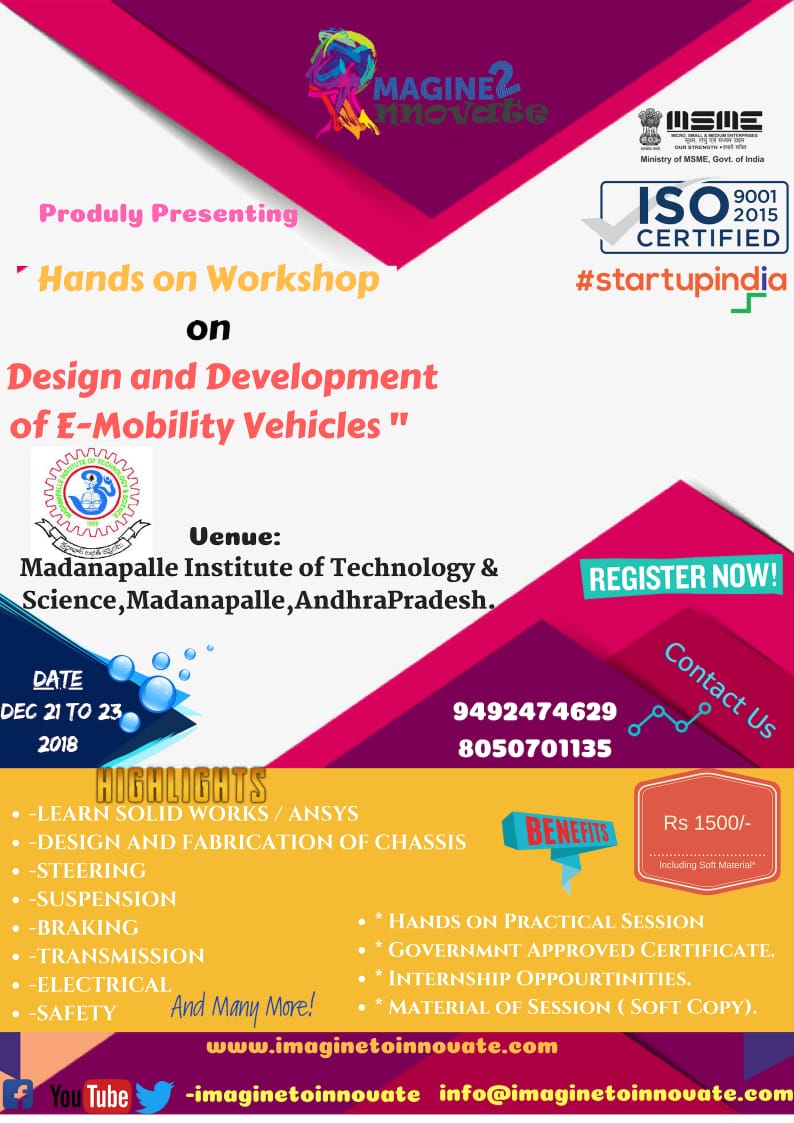 Design and Development of E Mobility Vehicles 2018